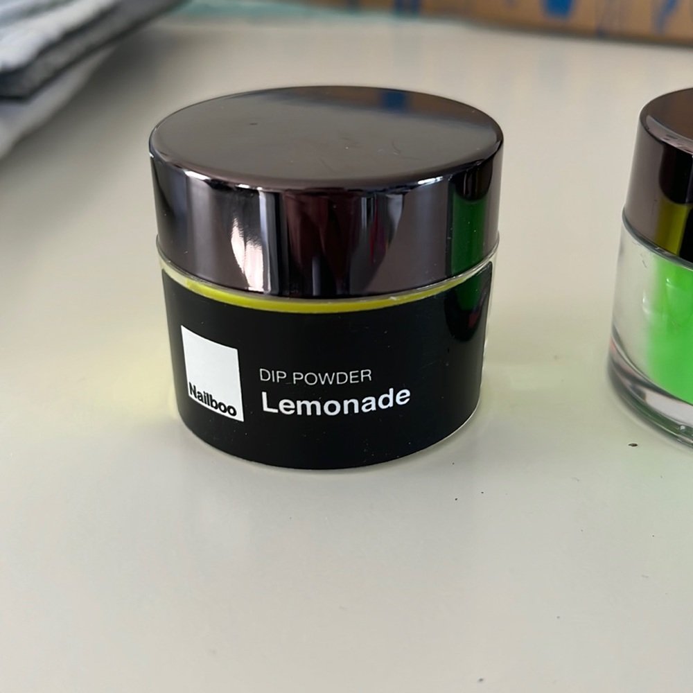 neon green, yellow and orange nail dip powder